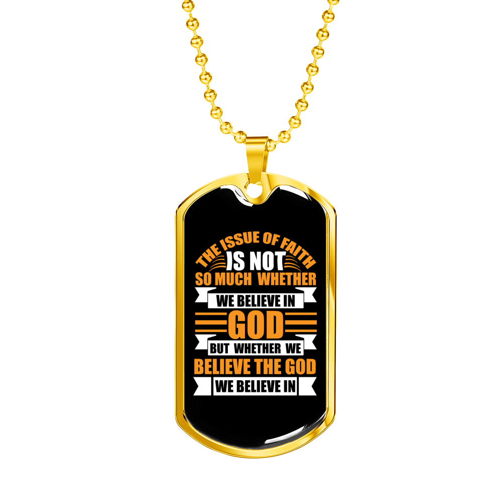 The Issue Of Faith Christian Necklace Stainless Steel or 18k Gold Dog Tag 24" Chain-Express Your Love Gifts