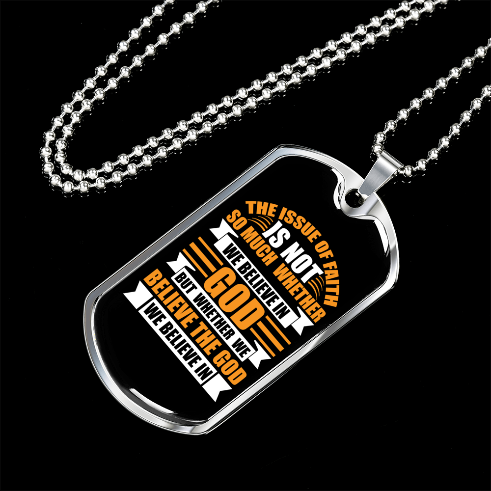 The Issue Of Faith Christian Necklace Stainless Steel or 18k Gold Dog Tag 24" Chain-Express Your Love Gifts