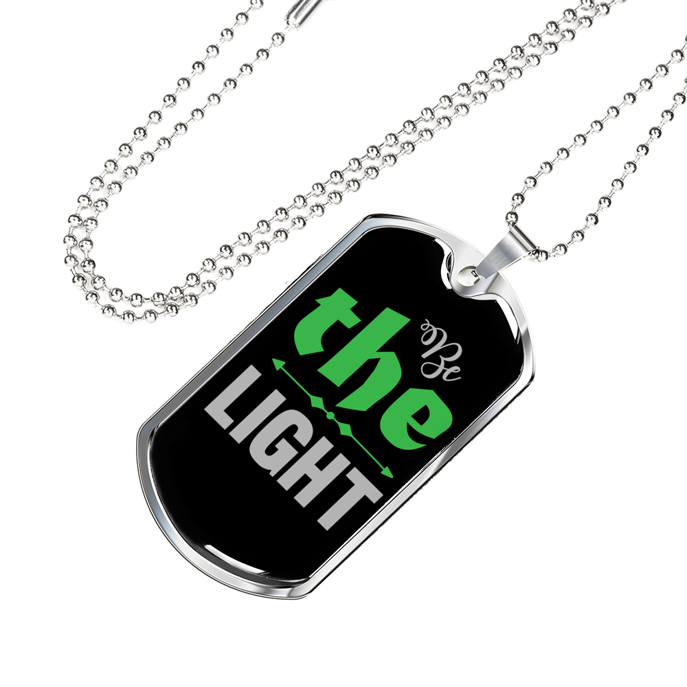 The Light Christian Necklace Stainless Steel or 18k Gold Dog Tag 24" Chain-Express Your Love Gifts