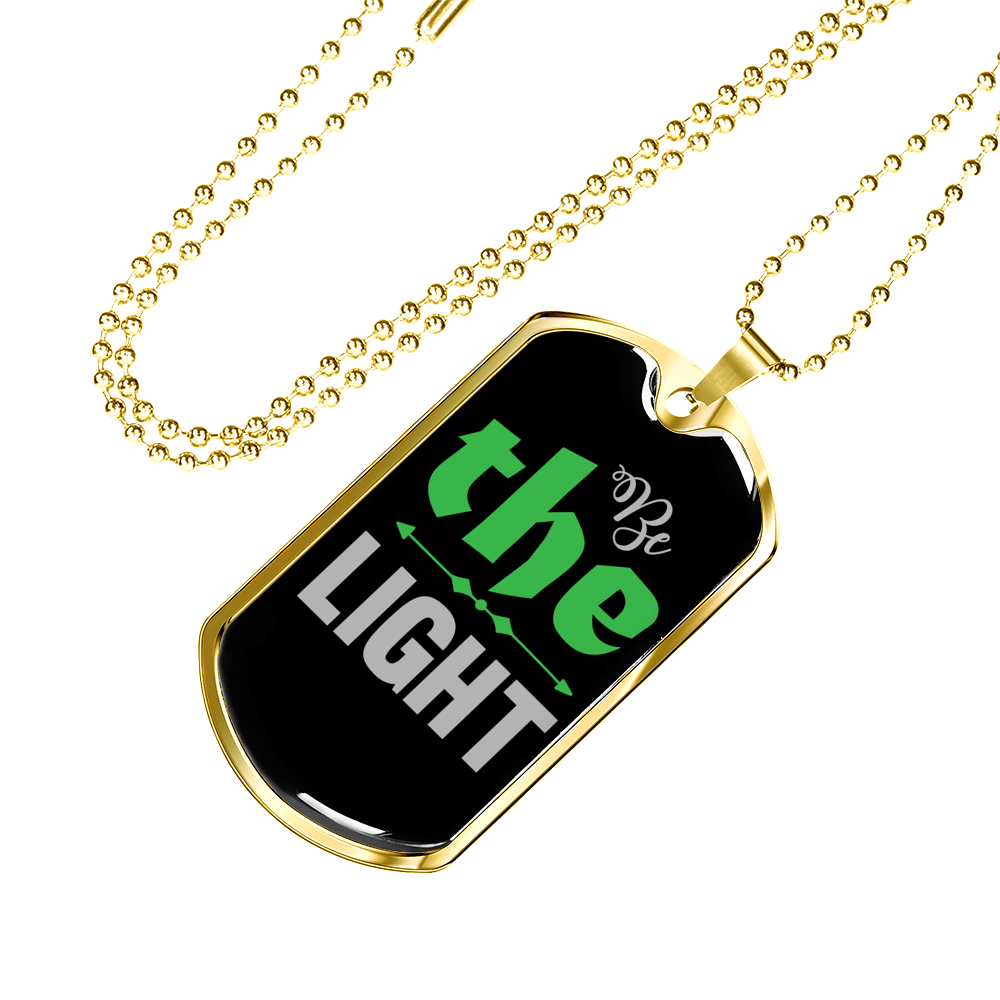 The Light Christian Necklace Stainless Steel or 18k Gold Dog Tag 24" Chain-Express Your Love Gifts