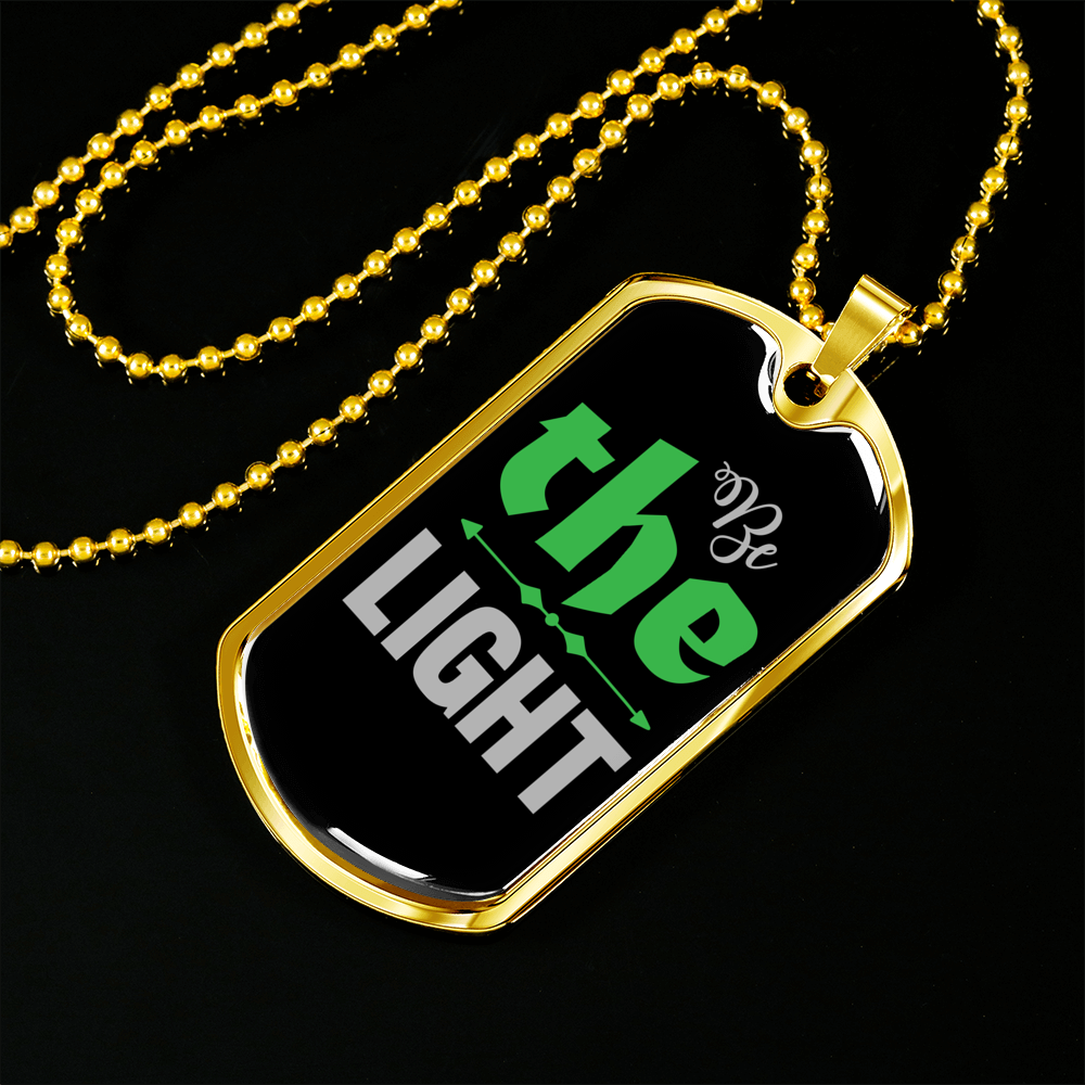 The Light Christian Necklace Stainless Steel or 18k Gold Dog Tag 24" Chain-Express Your Love Gifts