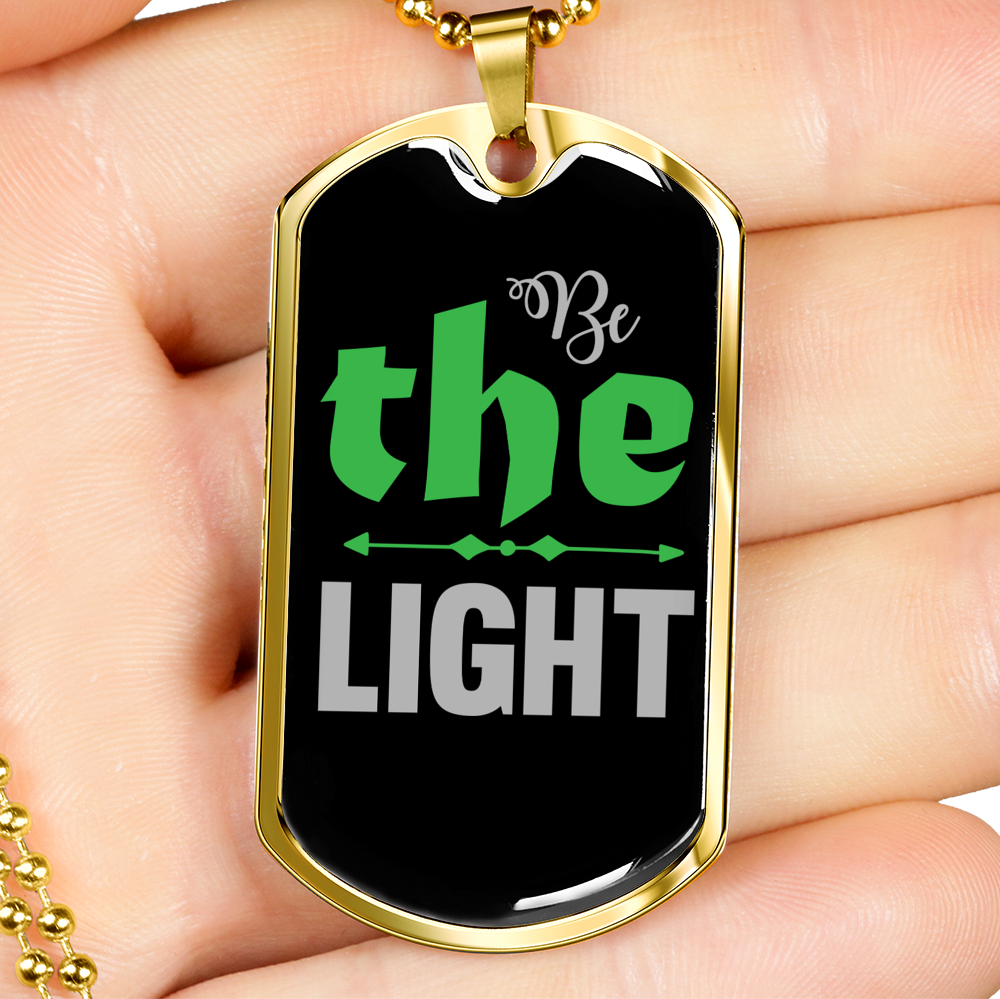 The Light Christian Necklace Stainless Steel or 18k Gold Dog Tag 24" Chain-Express Your Love Gifts