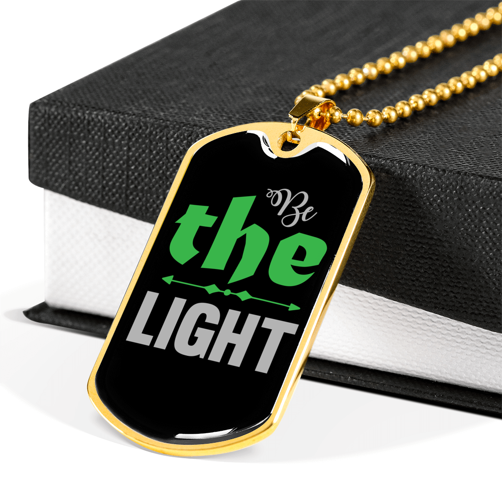 The Light Christian Necklace Stainless Steel or 18k Gold Dog Tag 24" Chain-Express Your Love Gifts