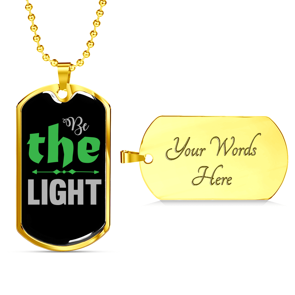 The Light Christian Necklace Stainless Steel or 18k Gold Dog Tag 24" Chain-Express Your Love Gifts