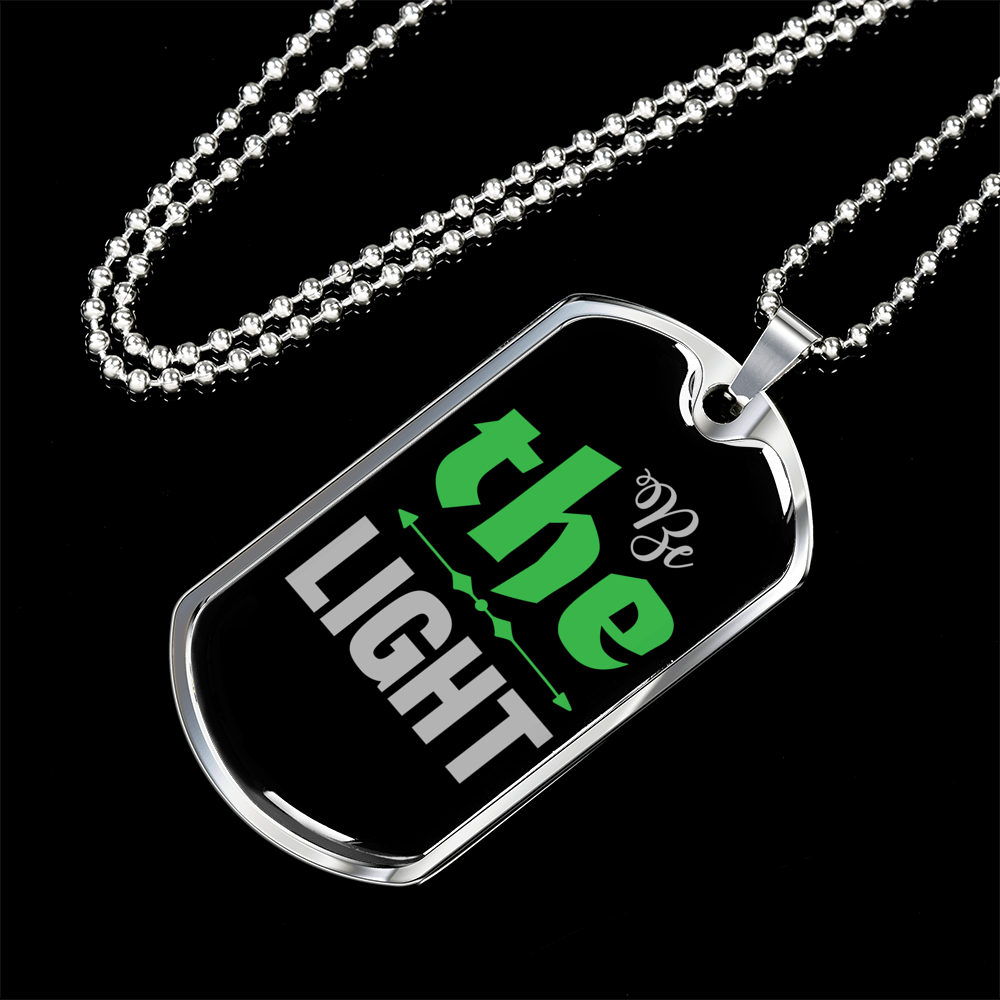 The Light Christian Necklace Stainless Steel or 18k Gold Dog Tag 24" Chain-Express Your Love Gifts