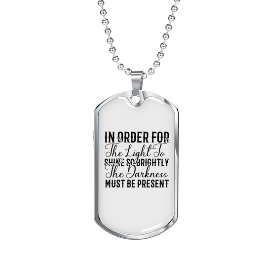 The Light Shine Christian Necklace Stainless Steel or 18k Gold Dog Tag 24" Chain-Express Your Love Gifts
