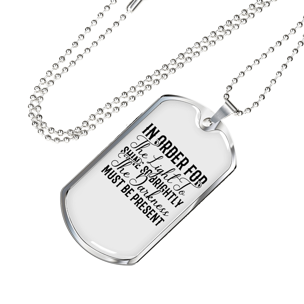 The Light Shine Christian Necklace Stainless Steel or 18k Gold Dog Tag 24" Chain-Express Your Love Gifts