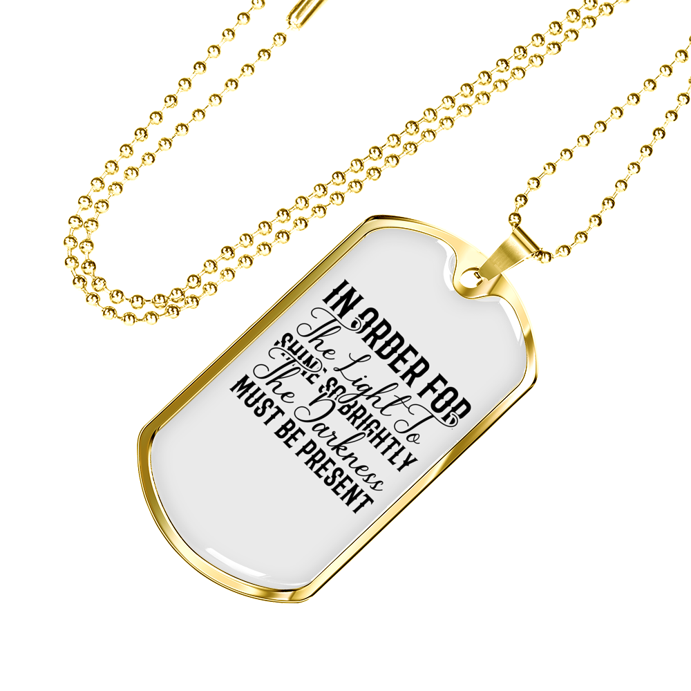 The Light Shine Christian Necklace Stainless Steel or 18k Gold Dog Tag 24" Chain-Express Your Love Gifts