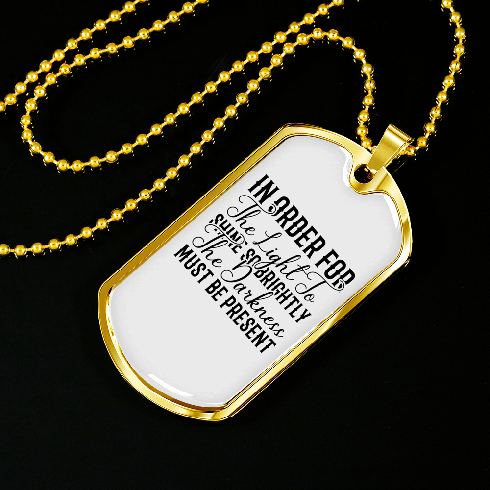 The Light Shine Christian Necklace Stainless Steel or 18k Gold Dog Tag 24" Chain-Express Your Love Gifts