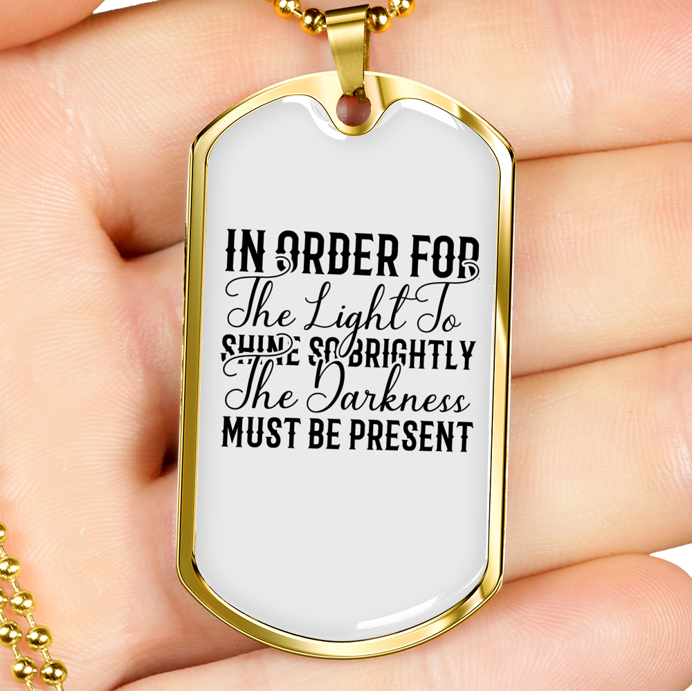The Light Shine Christian Necklace Stainless Steel or 18k Gold Dog Tag 24" Chain-Express Your Love Gifts