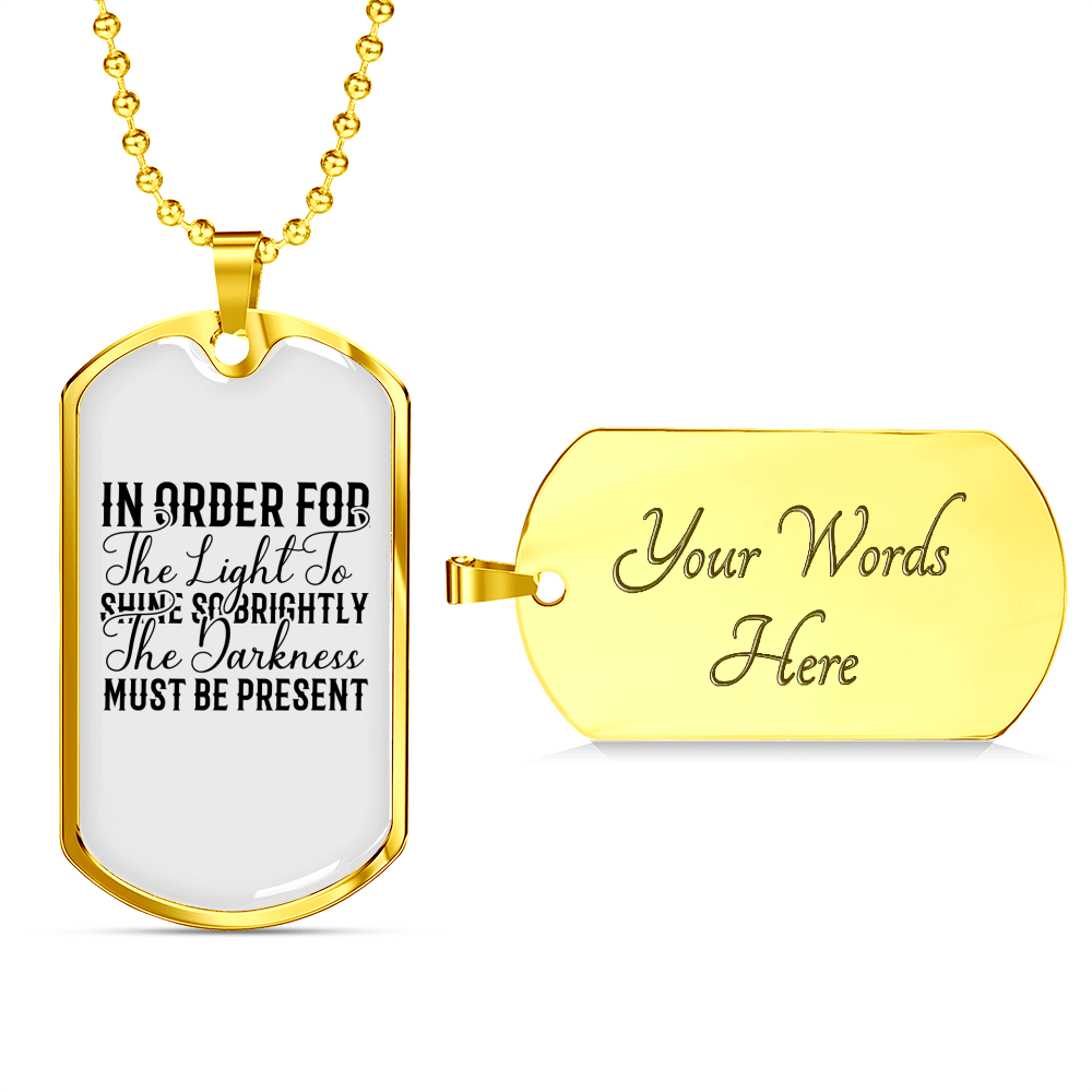 The Light Shine Christian Necklace Stainless Steel or 18k Gold Dog Tag 24" Chain-Express Your Love Gifts