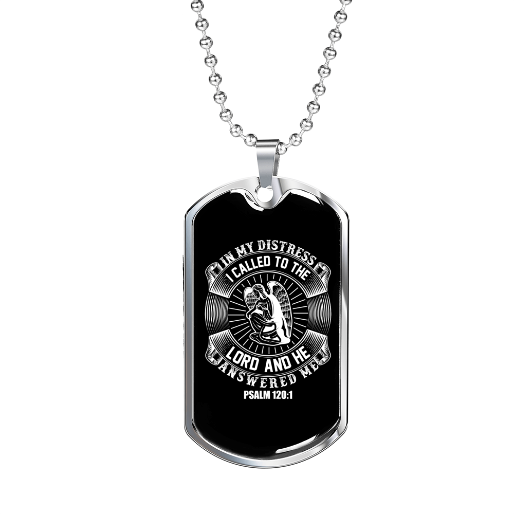 The Lord Answered Me Christian Necklace Stainless Steel or 18k Gold Dog Tag 24" Chain-Express Your Love Gifts