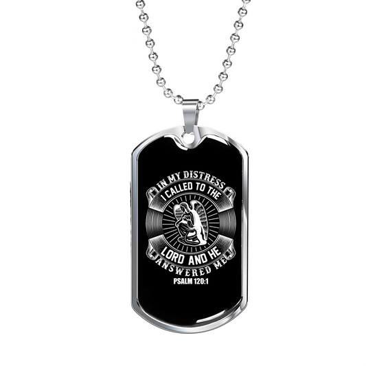 The Lord Answered Me Christian Necklace Stainless Steel or 18k Gold Dog Tag 24" Chain-Express Your Love Gifts