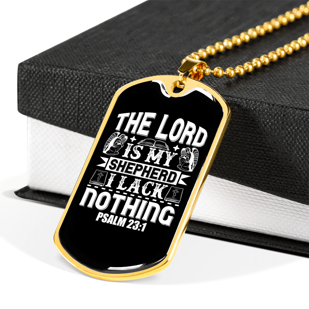The Lord Christian Necklace Stainless Steel or 18k Gold Dog Tag 24" Chain-Express Your Love Gifts
