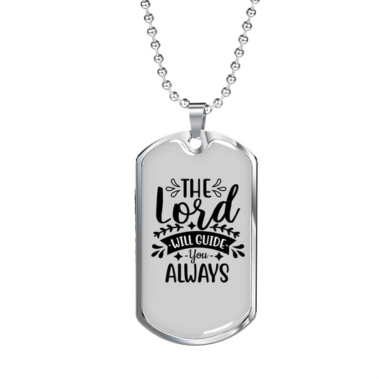 The Lord Guide You Christian Necklace Stainless Steel or 18k Gold Dog Tag 24" Chain-Express Your Love Gifts