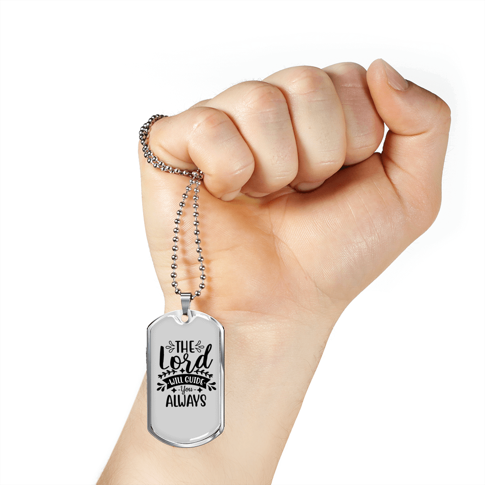 The Lord Guide You Christian Necklace Stainless Steel or 18k Gold Dog Tag 24" Chain-Express Your Love Gifts