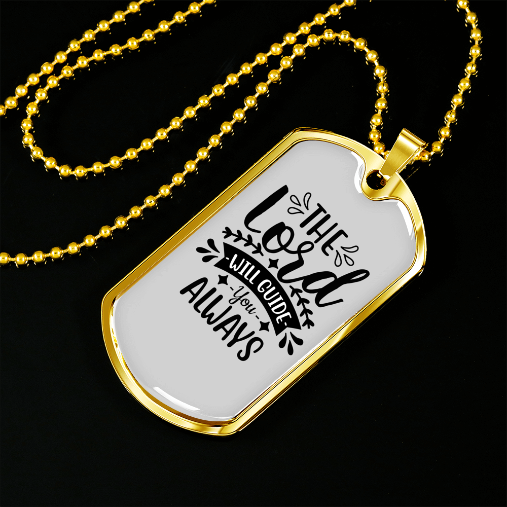 The Lord Guide You Christian Necklace Stainless Steel or 18k Gold Dog Tag 24" Chain-Express Your Love Gifts