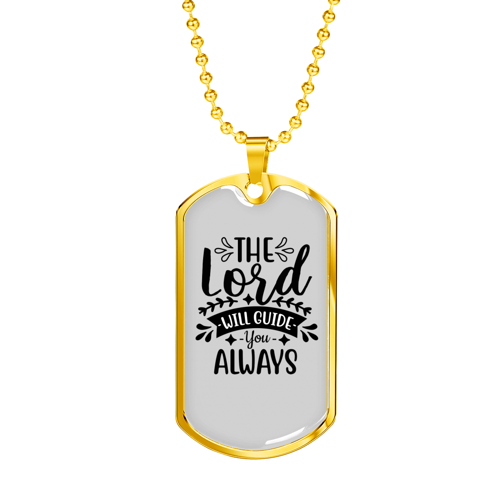 The Lord Guide You Christian Necklace Stainless Steel or 18k Gold Dog Tag 24" Chain-Express Your Love Gifts