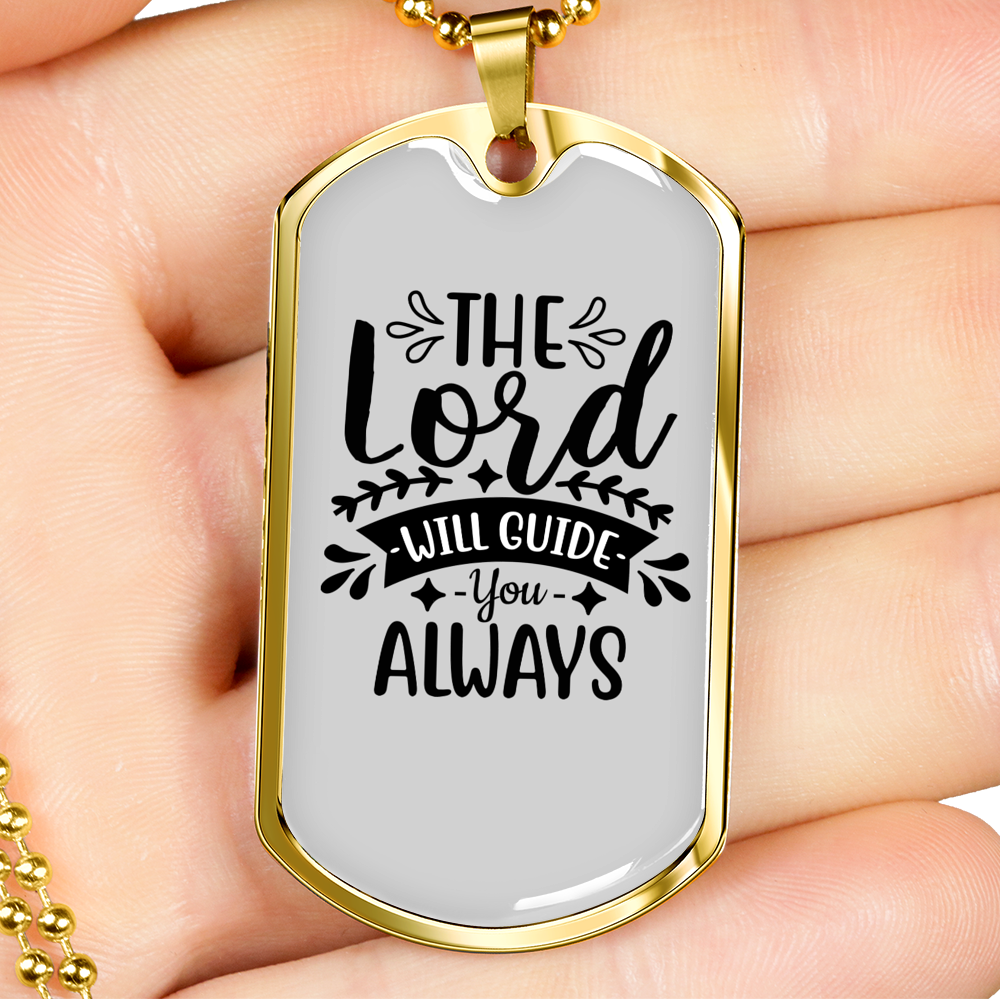 The Lord Guide You Christian Necklace Stainless Steel or 18k Gold Dog Tag 24" Chain-Express Your Love Gifts
