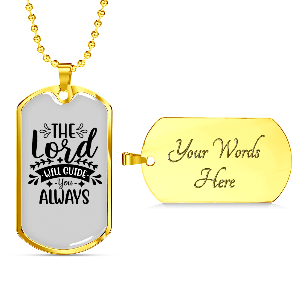 The Lord Guide You Christian Necklace Stainless Steel or 18k Gold Dog Tag 24" Chain-Express Your Love Gifts