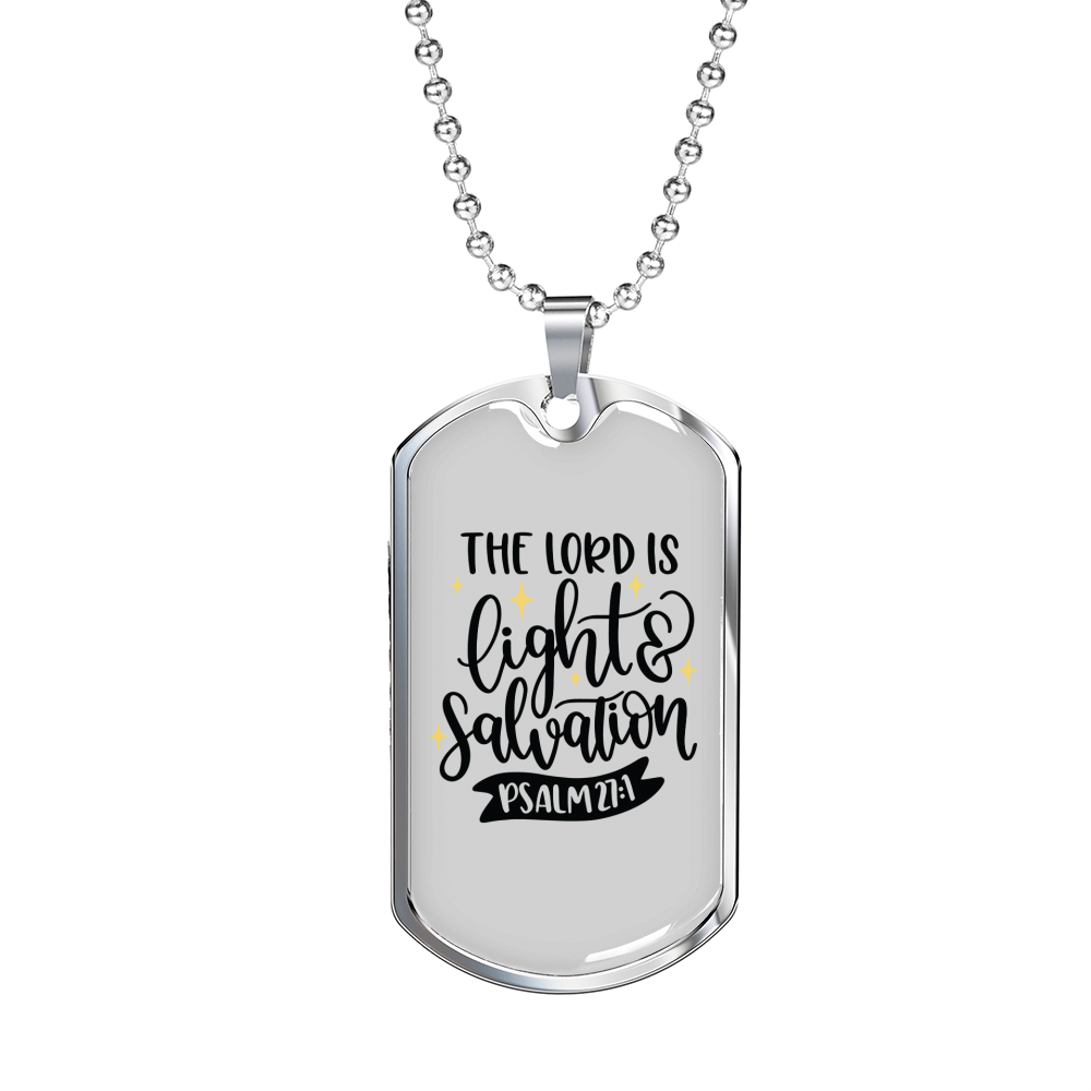 The Lord Is Light Christian Necklace Stainless Steel or 18k Gold Dog Tag 24" Chain-Express Your Love Gifts
