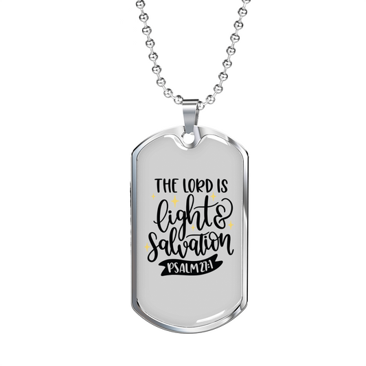 The Lord Is Light Christian Necklace Stainless Steel or 18k Gold Dog Tag 24" Chain-Express Your Love Gifts