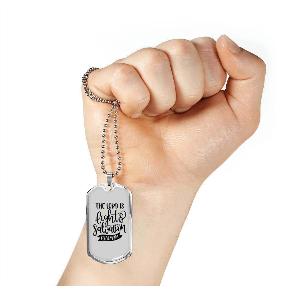 The Lord Is Light Christian Necklace Stainless Steel or 18k Gold Dog Tag 24" Chain-Express Your Love Gifts