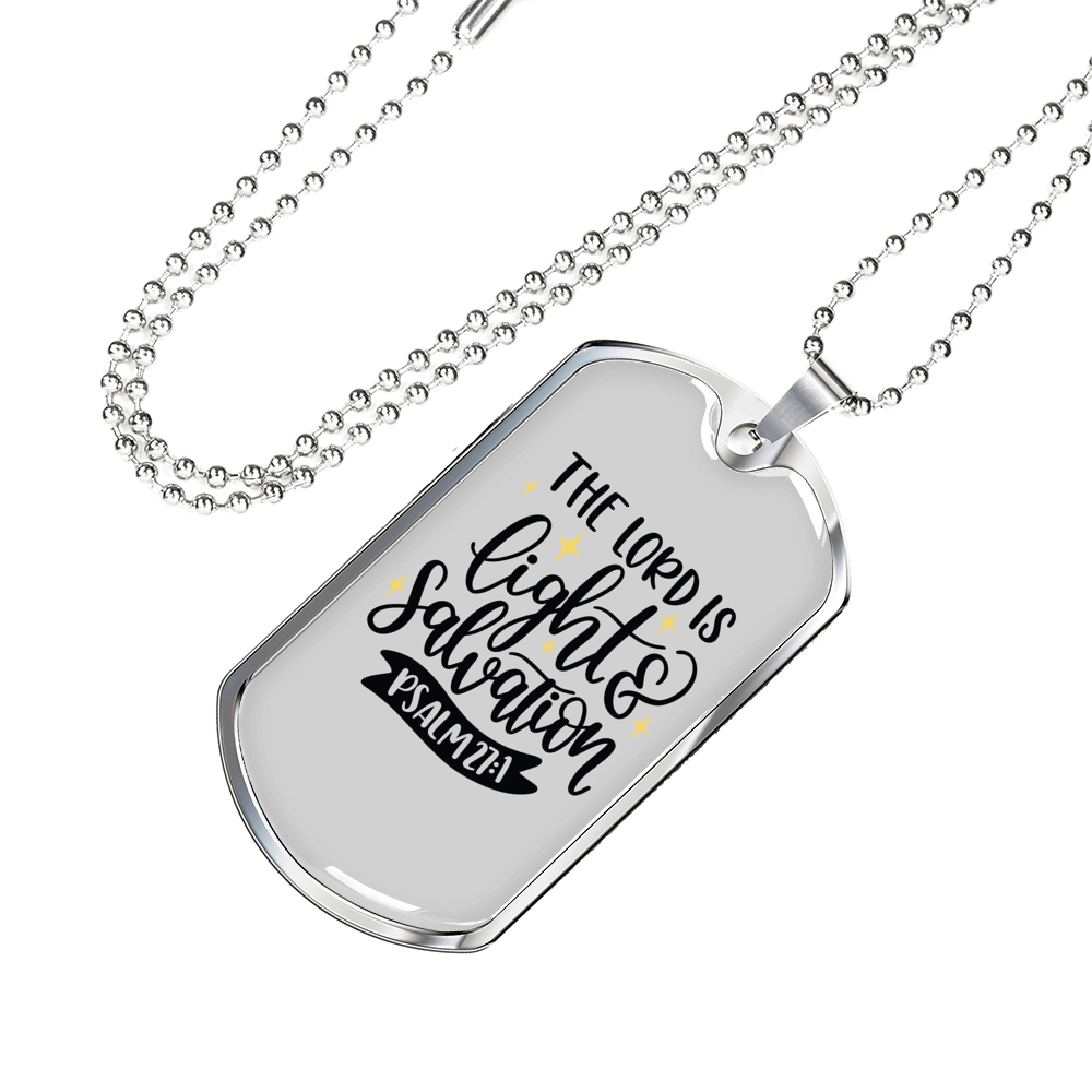 The Lord Is Light Christian Necklace Stainless Steel or 18k Gold Dog Tag 24" Chain-Express Your Love Gifts