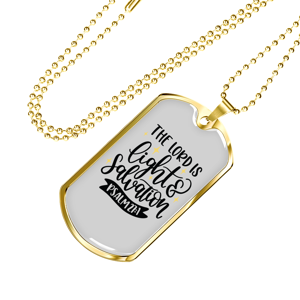 The Lord Is Light Christian Necklace Stainless Steel or 18k Gold Dog Tag 24" Chain-Express Your Love Gifts