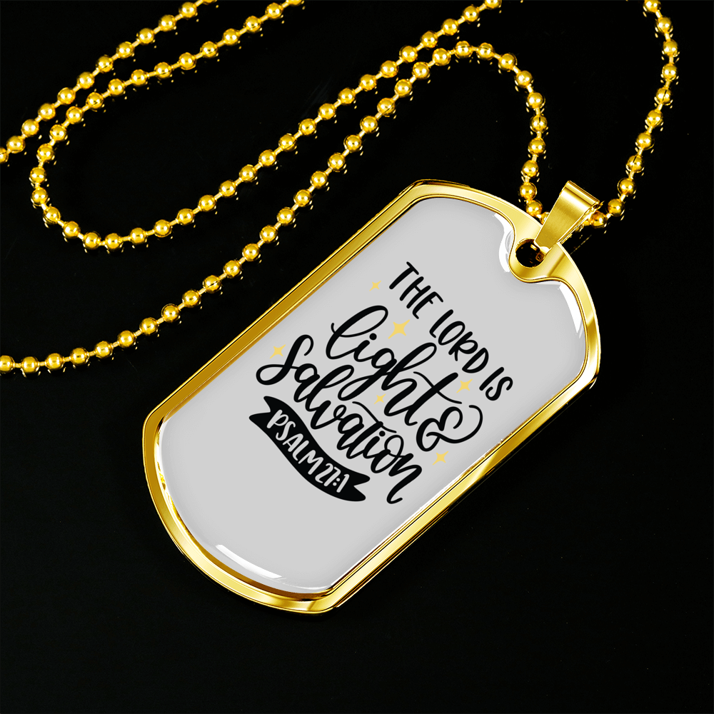 The Lord Is Light Christian Necklace Stainless Steel or 18k Gold Dog Tag 24" Chain-Express Your Love Gifts