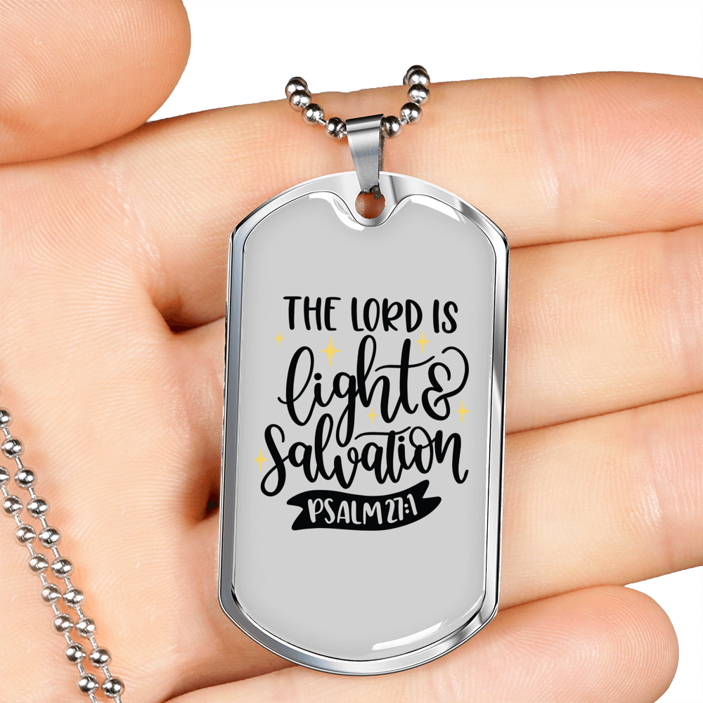 The Lord Is Light Christian Necklace Stainless Steel or 18k Gold Dog Tag 24" Chain-Express Your Love Gifts