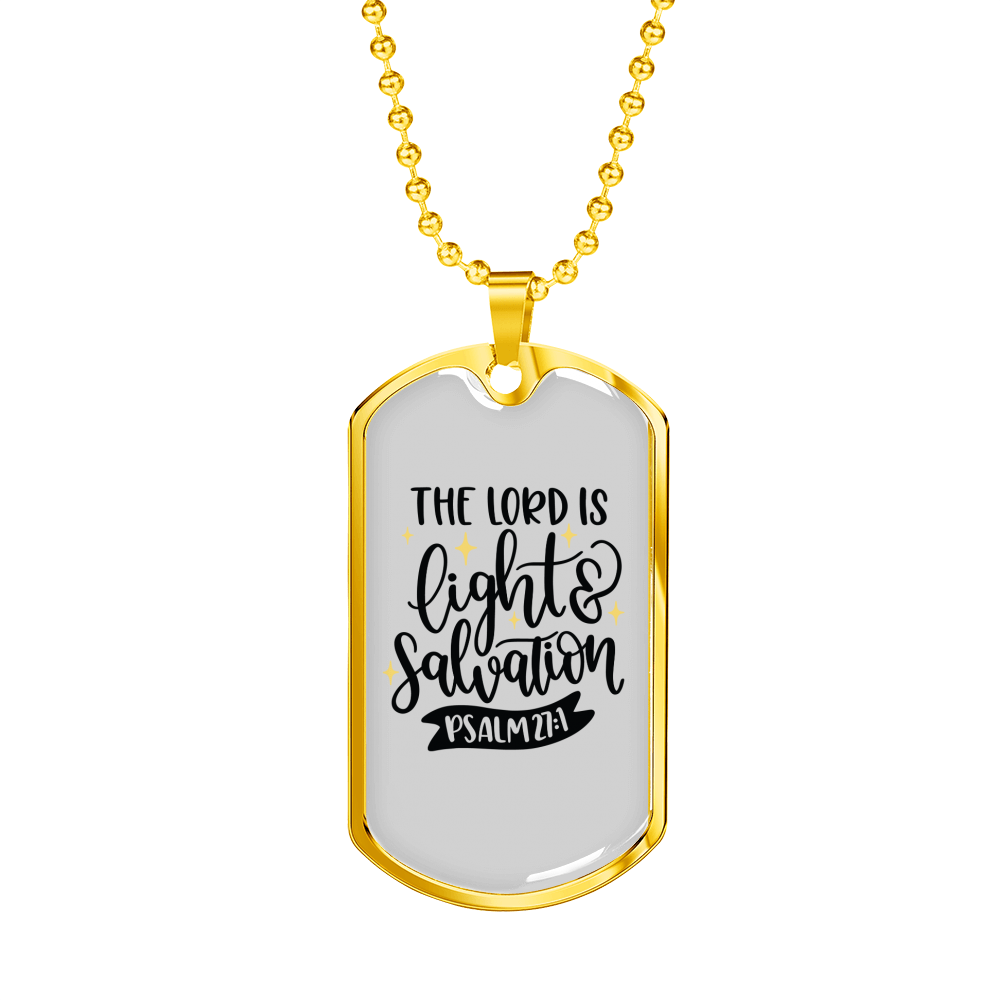 The Lord Is Light Christian Necklace Stainless Steel or 18k Gold Dog Tag 24" Chain-Express Your Love Gifts