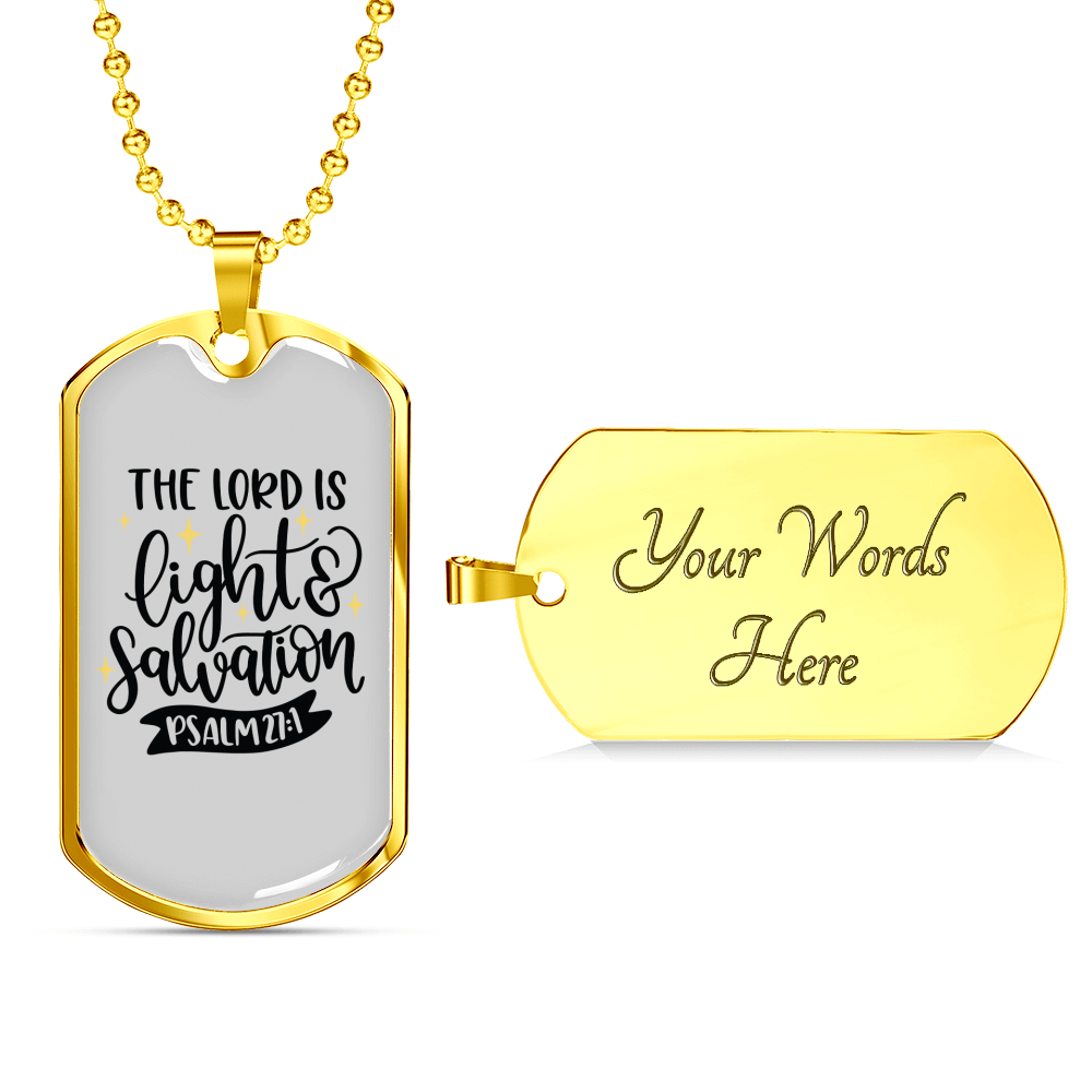 The Lord Is Light Christian Necklace Stainless Steel or 18k Gold Dog Tag 24" Chain-Express Your Love Gifts
