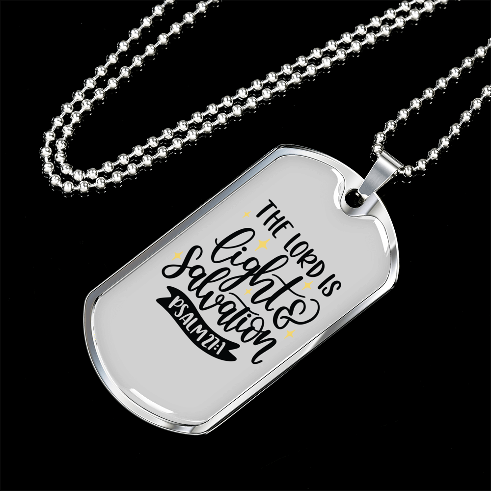 The Lord Is Light Christian Necklace Stainless Steel or 18k Gold Dog Tag 24" Chain-Express Your Love Gifts
