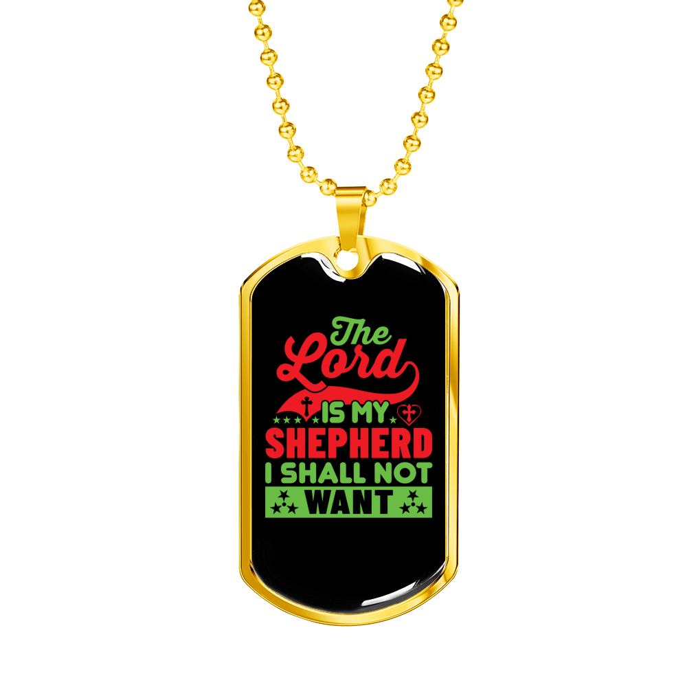 The Lord Is My Shepherd Christian Necklace Stainless Steel or 18k Gold Dog Tag 24" Chain-Express Your Love Gifts