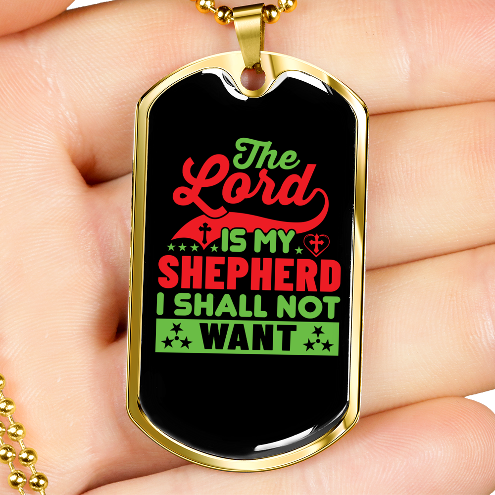 The Lord Is My Shepherd Christian Necklace Stainless Steel or 18k Gold Dog Tag 24" Chain-Express Your Love Gifts