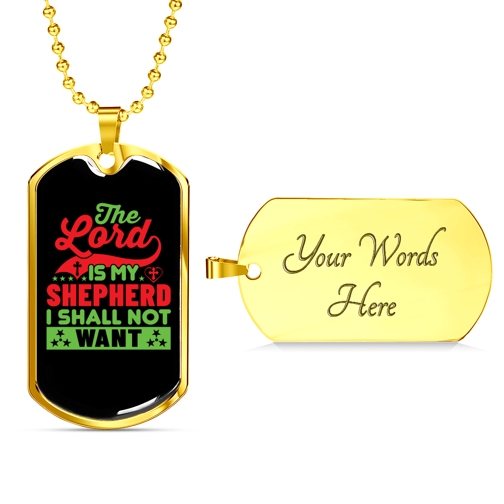 The Lord Is My Shepherd Christian Necklace Stainless Steel or 18k Gold Dog Tag 24" Chain-Express Your Love Gifts