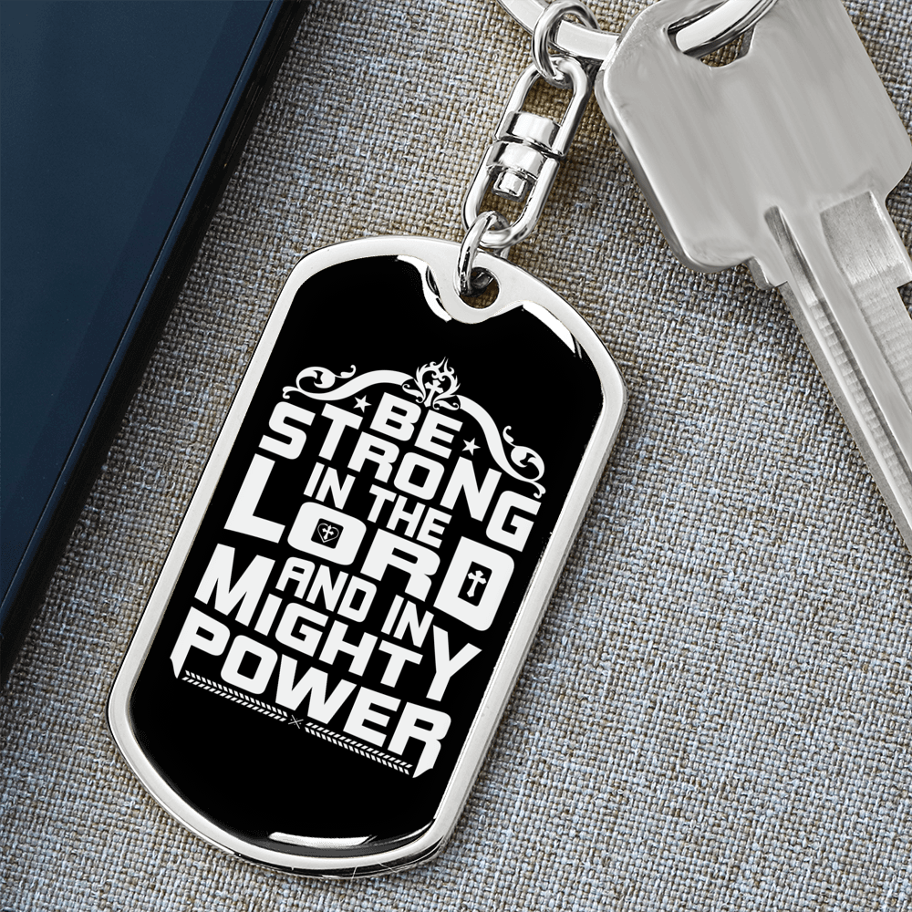 The Lord Mighty Power Keychain Stainless Steel or 18k Gold Dog Tag Keyring-Express Your Love Gifts