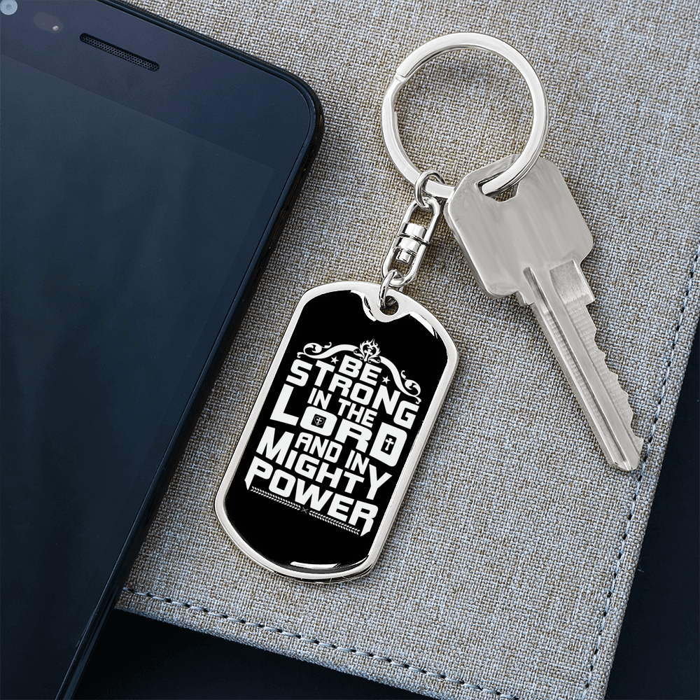 The Lord Mighty Power Keychain Stainless Steel or 18k Gold Dog Tag Keyring-Express Your Love Gifts