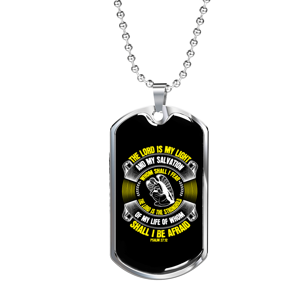 The Lord My Light Christian Necklace Stainless Steel or 18k Gold Dog Tag 24" Chain-Express Your Love Gifts