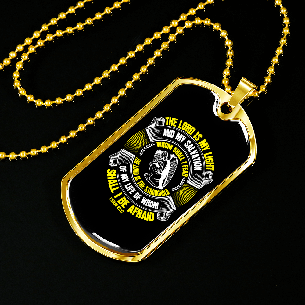The Lord My Light Christian Necklace Stainless Steel or 18k Gold Dog Tag 24" Chain-Express Your Love Gifts