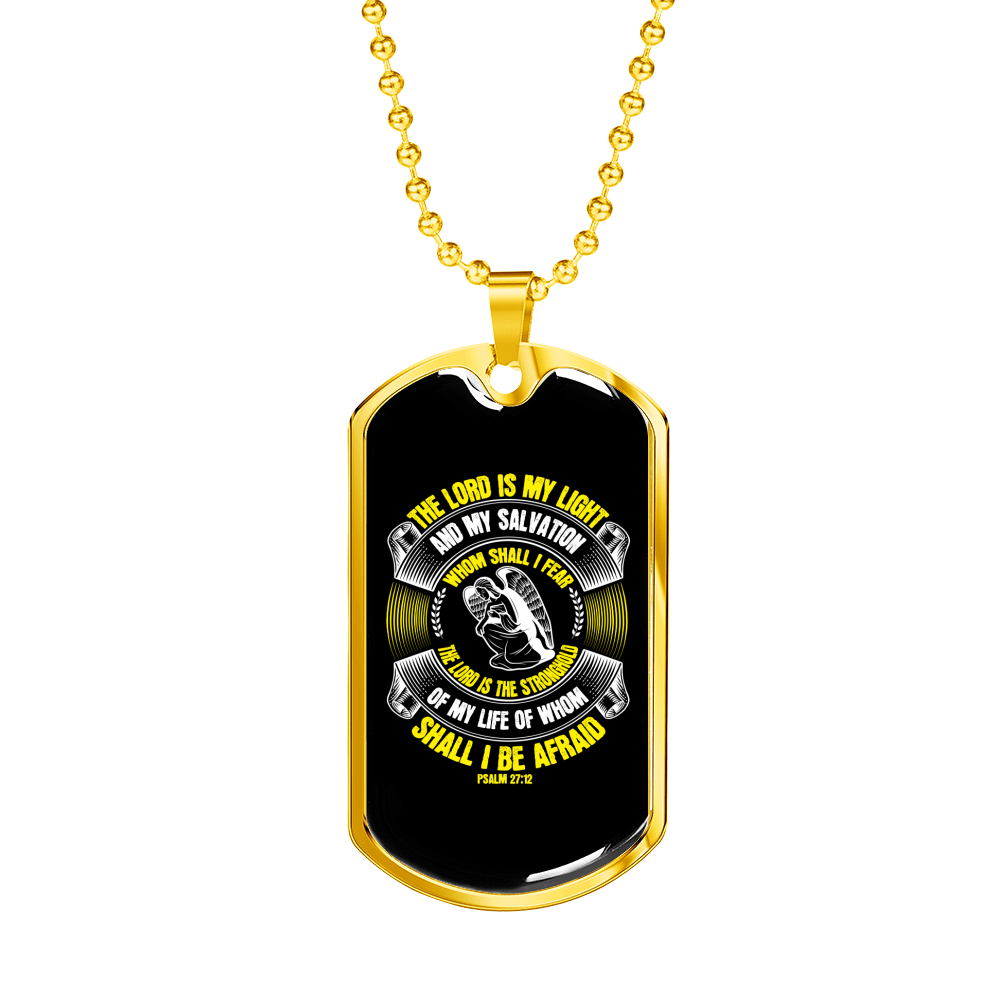 The Lord My Light Christian Necklace Stainless Steel or 18k Gold Dog Tag 24" Chain-Express Your Love Gifts