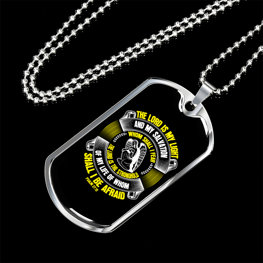 The Lord My Light Christian Necklace Stainless Steel or 18k Gold Dog Tag 24" Chain-Express Your Love Gifts