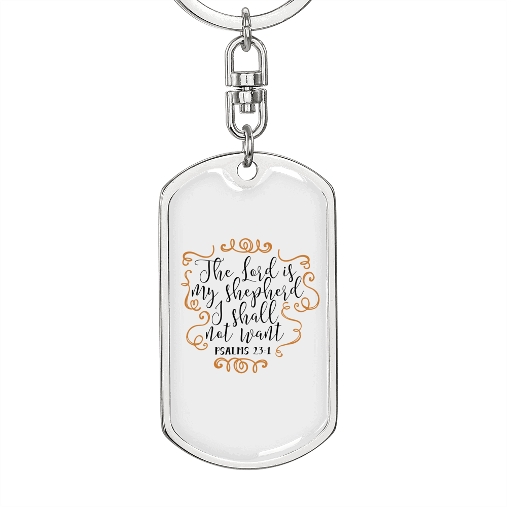 The Lord My Shepherd Psalm 23:1 Keychain Stainless Steel or 18k Gold Dog Tag Keyring-Express Your Love Gifts