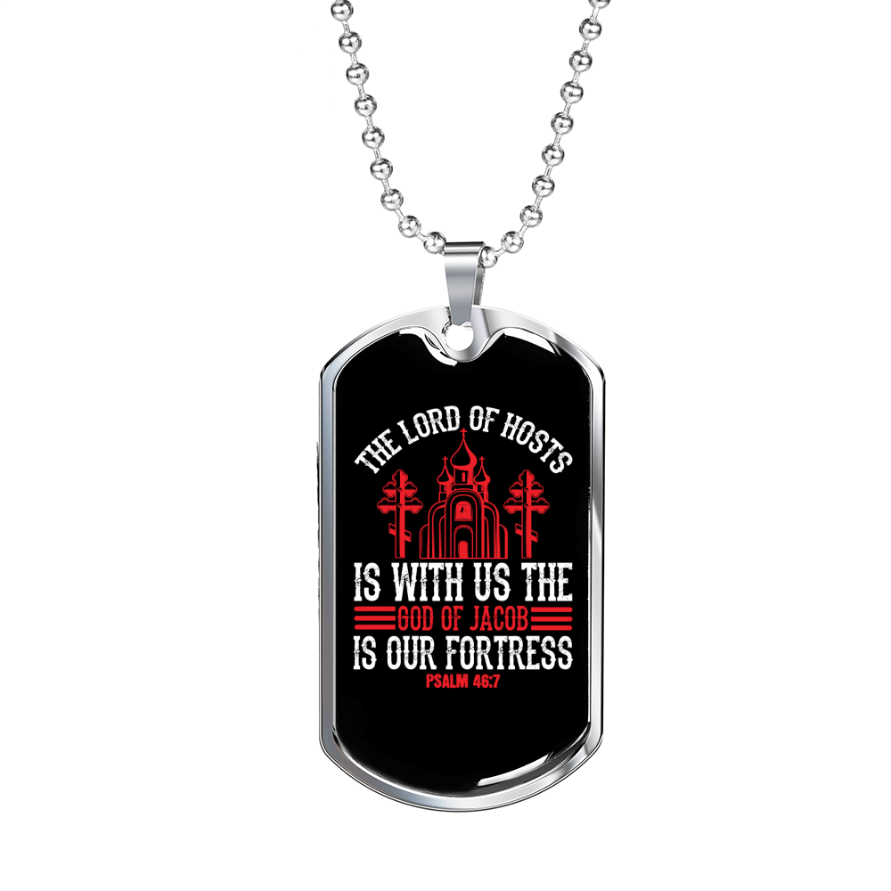The Lord Of Host Christian Necklace Stainless Steel or 18k Gold Dog Tag 24" Chain-Express Your Love Gifts
