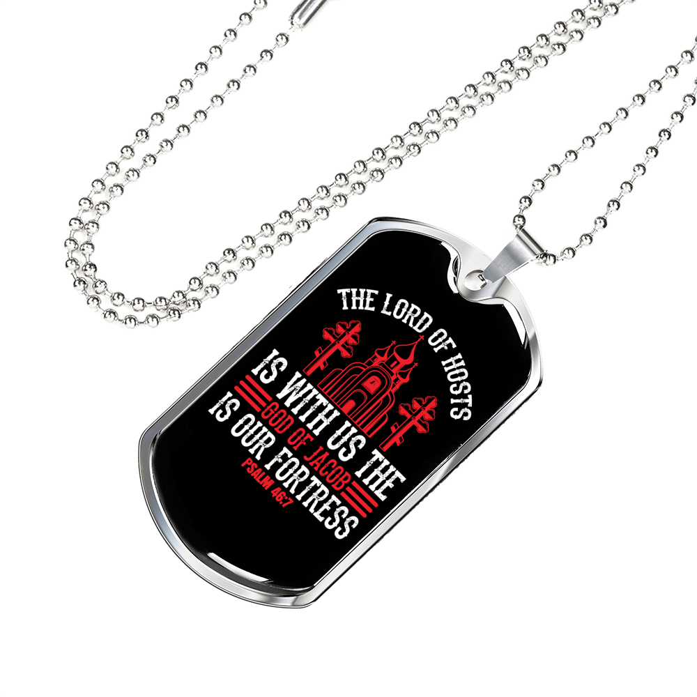 The Lord Of Host Christian Necklace Stainless Steel or 18k Gold Dog Tag 24" Chain-Express Your Love Gifts