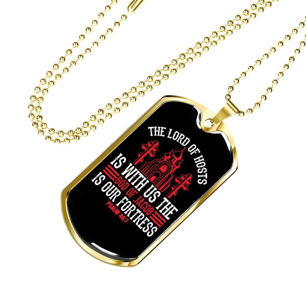 The Lord Of Host Christian Necklace Stainless Steel or 18k Gold Dog Tag 24" Chain-Express Your Love Gifts