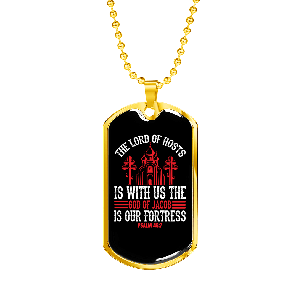 The Lord Of Host Christian Necklace Stainless Steel or 18k Gold Dog Tag 24" Chain-Express Your Love Gifts