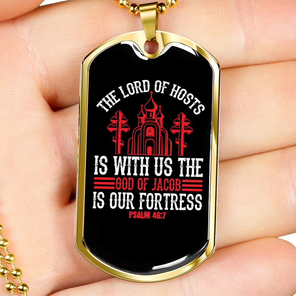 The Lord Of Host Christian Necklace Stainless Steel or 18k Gold Dog Tag 24" Chain-Express Your Love Gifts