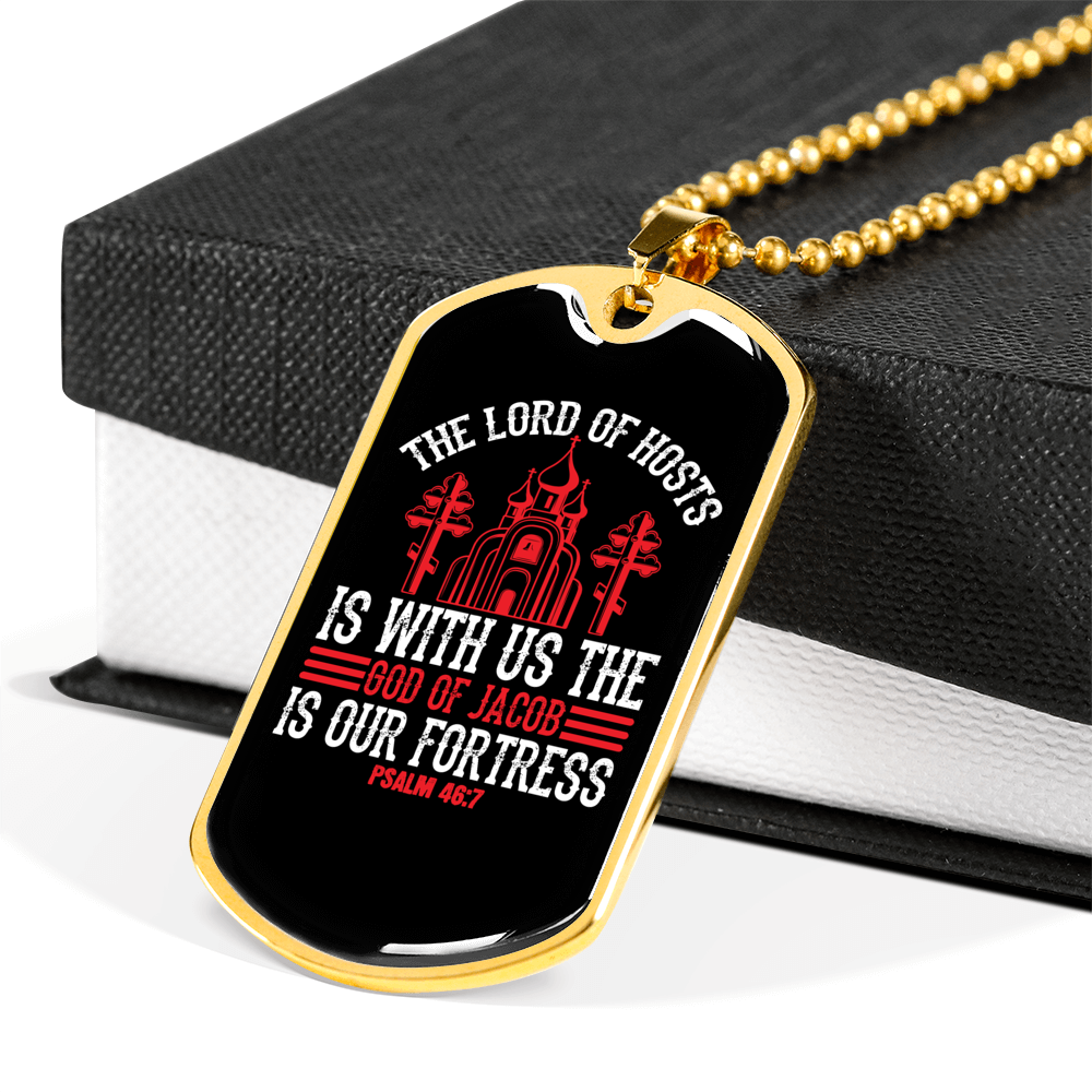 The Lord Of Host Christian Necklace Stainless Steel or 18k Gold Dog Tag 24" Chain-Express Your Love Gifts